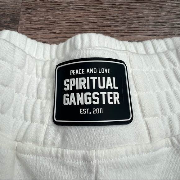 Spiritual Gangster Women's White Logo Shorts - Picture 3 of 8